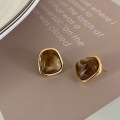 wholesale S925 sterling silver with synthetic tiger's eye earrings, vintage, brightening, high-end, lightweight luxury, versatile for daily wear-0-2