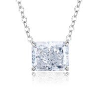 wholesale S925 Sterling Silver New Luxury Paved 4-Carat Radiant Cut White Diamond Collarbone Necklace for Women-N164 Platinum > 925 Silver