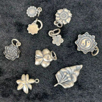 wholesale S925 Sterling Silver Oil-Pressed Sunflower Bagua Lotus Peony Flower Bracelet Necklace DIY Crystal Bead Accessories-1# one