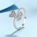 wholesale S925 Sterling Silver Moissanite Ring for Women, Heart Holding Flowers, Elegant and Sophisticated Holiday Gift for Girlfriend-0-1