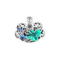 wholesale Pure Silver Retro Resin Enamel Filigree Openwork Lotus Peace Lock Pendant DIY from Yunchaoxuan S990-0-4