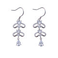 wholesale S925 Sterling Silver Maker's Bow Knot with Inlaid Diamonds Ear Hooks, Fashionable and Light Luxury, Niche Design, High-End Feeling Ear Drops-0-4