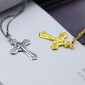 wholesale 925 Sterling Silver Plated 18K Gold Retro Vintage Cross Pendant Choker Necklace for Men Minimalist European and American Light Luxury for Women-0-3