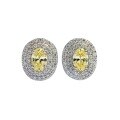 wholesale S925 sterling silver jewelry, European and American new style, micro-set 5*5 yellow diamonds, luxurious full-diamond classic Chanel-style earrings-0-4