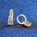 S925 Silver Gold-Tone 2ct D Color Moissanite Convertible Earrings Wholesale-0-0