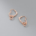 wholesale S925 silver wire interlocking heart earrings, minimalist Korean-style fashionable and elegant earrings M01187-0-1