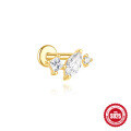 wholesale S925 Sterling Silver Geometric Heart Zircon Stud Earrings with Flat Threaded Piercing-0-14