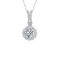 wholesale S925 Sterling Silver Full Diamond Flower Bud Elsa Princess Moissanite Necklace for Women, Luxury Versatile Pendant Necklace-0-6