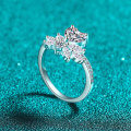 S925 Silver Moissanite Ring with Heart Floral Design-0-1