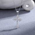 wholesale 925 Sterling Silver Women's Cross Necklace Minimalist Vintage Ins Full Diamond Cross Arrow Pendant Collarbone Chain-0-1