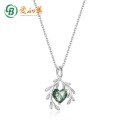 wholesale S925 Silver European and American Style Fashionable Light Luxury Heart-Shaped Moss Agate Pendant Cross-Border Hot Seller-0-0