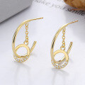 wholesale S925 Sterling Silver C-Hoop Tassel Diamond-Encrusted Circle Earrings, Light Luxury Style, Unique Design, Versatile Ear Accessories-0-1