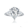 wholesale S925 Sterling Silver Cross-border Supply 5ct Pear-shaped Luxury-set Full Moissanite Ring, Multiple Colors Available-0-3