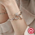 wholesale S925 Sterling Silver Triple Diamond Inset Bracelet, an Ins-style classic versatile accessory-0-2