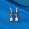 wholesale S925 Sterling Silver 5*7 Pear-shaped Small Diamond Earrings Ear Clips, European and American Cross-border Live Streaming Style for AliExpress-0-5
