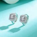 925 Silver Princess Cut 1ct Moissanite Stud Earrings-0-0