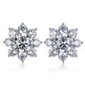 wholesale S925 Sterling Silver Women's Korean Style Minimalist Floral Zircon Earrings for Cross-border Dropshipping-0-5