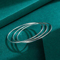 wholesale 999 Sterling Silver Women's Fashion Minimalist Thin Circle Smooth Solid Silver Bangle Three Lives Three Worlds Silver Bracelet for Girlfriend-0-2