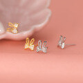 wholesale S925 Sterling Silver Fresh Sweet Lovely Bow Diamond-Inlaid Rabbit Stud Earrings for Women M05227-0-0