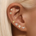 wholesale S925 Sterling Silver Geometric Zircon-studded Flat Head Spiral Cartilage Earring-0-2