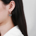 wholesale S925 Sterling Silver Korean Dongdaemun Trendy Resin English Triangle Hoop Earrings Hip Hop Punk-0-3