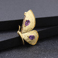 wholesale S925 Silver Designer Brooch Pendant Two-Way Butterfly Design Palace Style Natural Amethyst Necklace Pendant-0-1