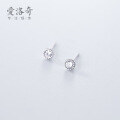 wholesale S925 Sterling Silver Earrings Women Korean Version Minimalist Ins Style Elegant Bezel-Set Round Diamond Elegant Ear Jewelry G6149-0-4