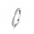 S925 Silver Moissanite Crossover Women's Euro-American Fashion Row Ring Tail Ring-0-0