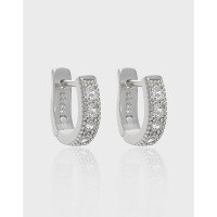 wholesale S925 sterling silver 121 Korean version ins niche design, stylish, minimalist, versatile diamond zirconium ear clips for women-18K gold>925 silver