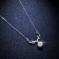 Sterling Silver Moissanite 1ct Pendant Necklace with Antler Design-0-0