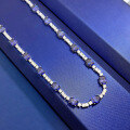 wholesale 925 Silver Jewelry New 2 Carat Oval 6*8 High Carbon Diamond Necklace Luxury Collarbone Chain 44cm-0-1