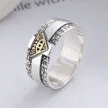 wholesale S925 Sterling Silver Retro Fashion Men's Creative God's Eye Punk Style Adjustable Ring for Women-0-0