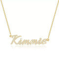 wholesale 18k Gold Plated Silver Inlaid with Moissanite Personalized DIY Letter Name Necklace for Valentine's Day Gift-0-4