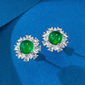 wholesale S925 Silver with 60 Simulated Green Chalcedony Inlaid Earrings, Extravagantly Set Fashion Classic Earrings for Women-0-1