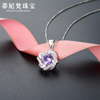wholesale S925 Silver Rhinestone Floral Pendant Necklace, Korean Style Creative Design Choker for Women-Single Pendant - Without Chain 925 Silver
