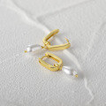 wholesale S925 Sterling Silver U-shape Pearl Ear Cuff Earrings,-0-3
