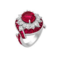 wholesale 925 Silver Gold Plated Ring with High Carbon Diamond, Vanjia High Jewelry Pigeon Blood Red GRC Lab-Grown Ruby, Versatile Women's Ring-GRC-cultivated rubies  140 catties or less US size 9 (Hong Kong size 17-18, EU size 60, approx. 60mm ring length)