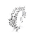 wholesale S925 Sterling Silver Irregular Liquid Lava Beaded Chain Open Ring Trendy Fashion Luxury Style Statement Ring-0-4