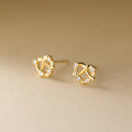 wholesale S925 sterling silver diamond-encrusted pretzel heart earrings, ins design sense temperament earrings M04883-0-4