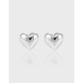 wholesale S925 Sterling Silver Glossy Heart Stud Earrings, Korean Version Small and Unique Ins Minimalist Style with a Sense of Advanced Coolness-0-0