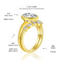 wholesale S925 Silver Plated 18K Gold 8*10mm Oval Cut Moissanite Ins-Style Engagement Ring for Women, Stackable Nesting Ring Set-0-5