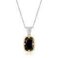 wholesale S925 Sterling Silver Vintage Square Black Onyx Pendant Necklace for Women, Fashionable Two-Tone Plating-0-5