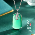 wholesale S925 Sterling Silver Natural Chalcedony Gourd Pendant, National Style Ice Green Light Luxury Versatile Chalcedony Necklace for Mother's Day-0-0