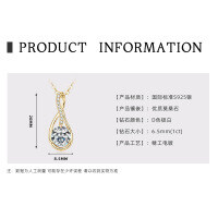 S925 Sterling Silver D Color Moissanite Teardrop Pendant Necklace-Style A - 1-carat teardrop pendant [K gold]  925 silver