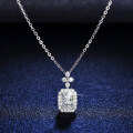 Sterling Silver 1ct Moissanite Geometric Emerald-Cut Pendant Necklace-0-2