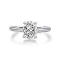 S925 Silver Oval Four-Prong Zirconia Women's Ring, Clearance Sale with Free Shipping-0-3