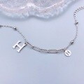 wholesale S925 Sterling Silver Ins Style Geometric Double H Letter Minimalist Beaded Bracelet Simple and Unique Niche Design Hand Accessory-0-3
