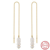 wholesale S925 Sterling Silver Cloud-Pull Jewelry Baroque Pearl Ear Threads, Elegant and Versatile, Direct Factory Wholesale-14K gold, length: 13cm (5.1 inches) 0.6 box chain weight: 2.3g 925 silver