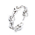 wholesale S925 Sterling Silver Korean-style Chain Heart Interwoven Couple Rings Minimalist Design Versatile Adjustable Opening Ring-0-4