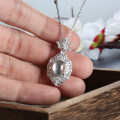 S925 Silver New Chinese Style Glass-Ice Natural Shuidi Jadeite Solitaire Pendant Necklace-0-3